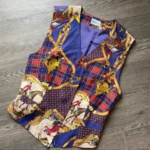Vintage 1980s Vintage Equestrian Silk Vest